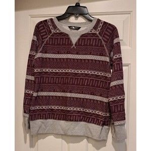 The North Face Nordic Printed Terry Crew Neck Sweatshirt Womens Medium Maroon